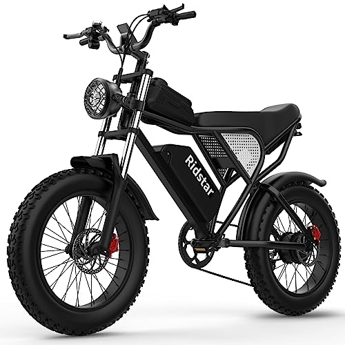 Ridstar Electric Motorcycles for Adults, 1000W 20AH 30MPH Electric Bike 20'' Fat Tire